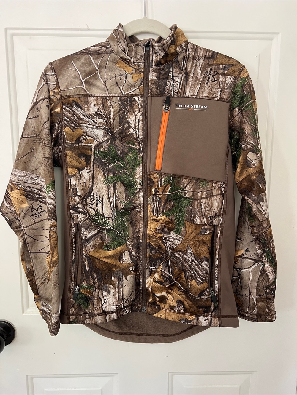 Field & Stream Realtree Camo Softshell Jacket with Orange Zip